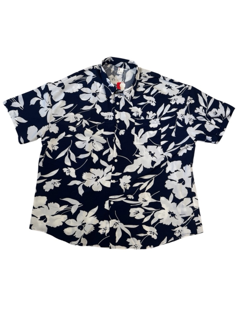 PatPat Navy & White Floral Short-Sleeve Button-Down Shirt Size 2XL